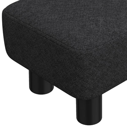 Linen Fabric Footstool Ottoman Cube with 4 Plastic Legs, Black