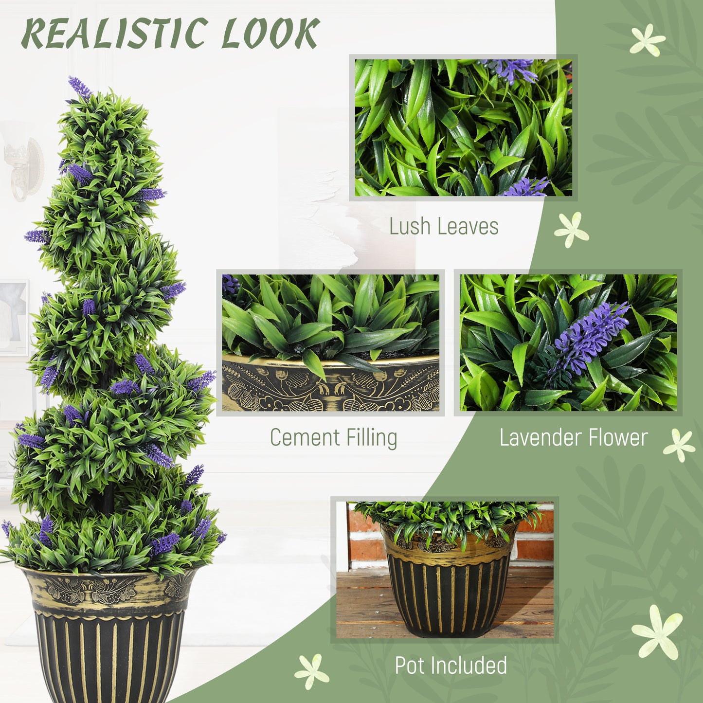 Set of Two 90cm Artificial Lavender Trees