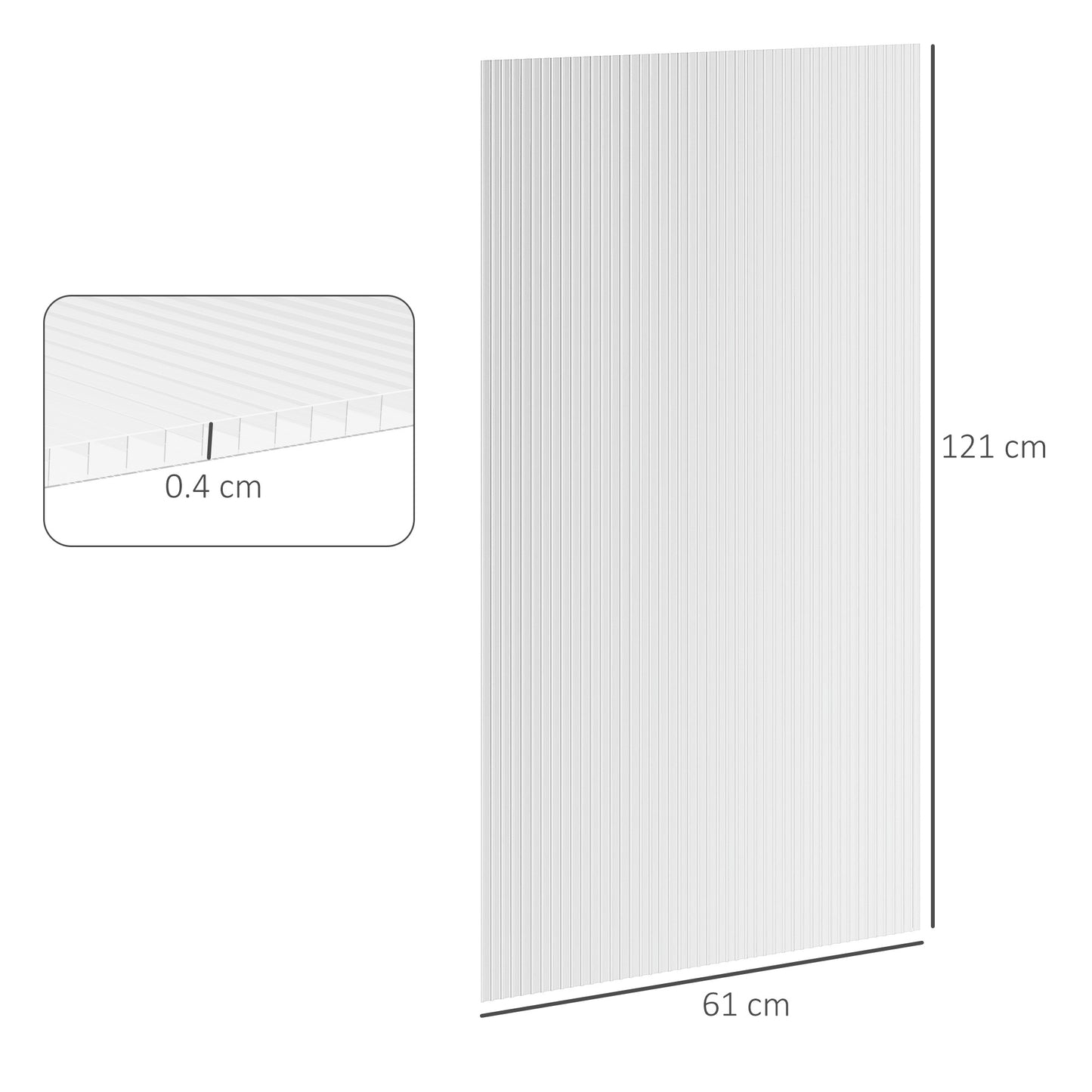 14 Pieces Polycarbonate Sheets, 121 x 61 x 0.4cm Twin-Wall Plastic Roofing Sheets, 10m² Replacement Greenhouse Panels
