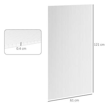 14 Pieces Polycarbonate Sheets, 121 x 61 x 0.4cm Twin-Wall Plastic Roofing Sheets, 10m² Replacement Greenhouse Panels