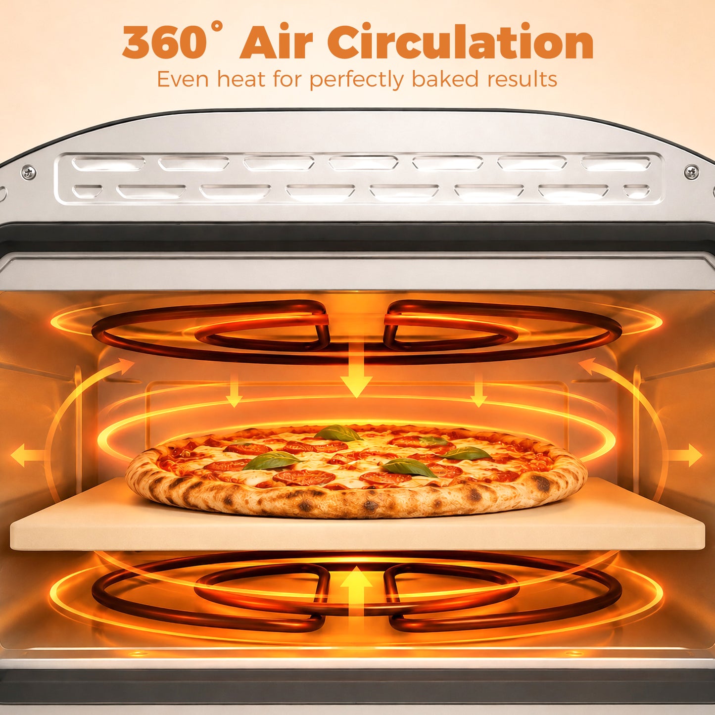 Electric Pizza Oven, Pizza Maker with 3 Knob Control and Ceramic Stone, Viewing Window, 2200W