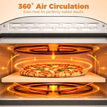 Electric Pizza Oven, Pizza Maker with 3 Knob Control and Ceramic Stone, Viewing Window, 2200W