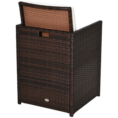 2 Seater Rattan Cube Garden Furniture Set, Rattan Dining Set with Cushions, Outdoor Dining Table and Chairs with 2 Armchairs