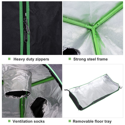 Grow Tent Reflective Mylar Hydroponic with Adjustable Vents and Floor Tray for Indoor Plant Growing