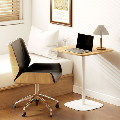 Small Dining Table, 60 cm Square Kitchen Table with Wood-veneer Top and Steel Base - Natural Wood Finish