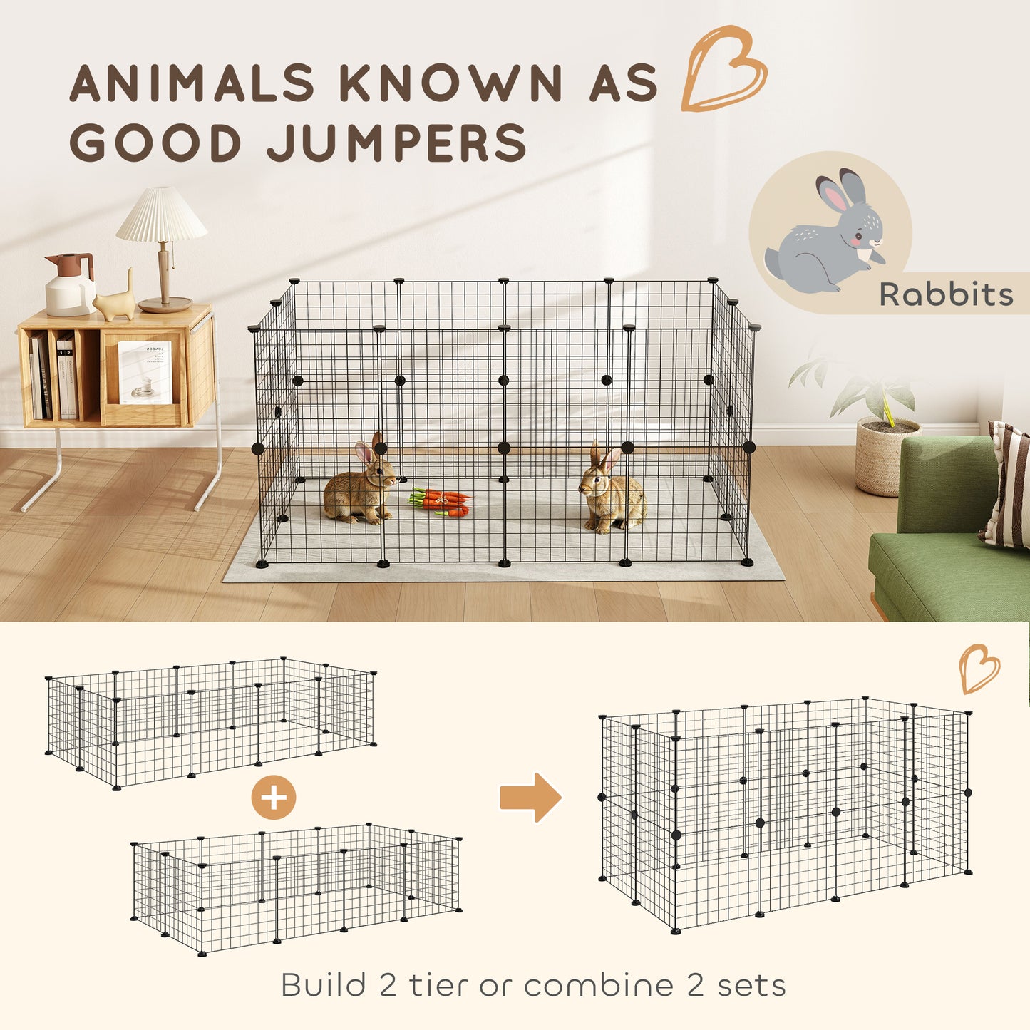 DIY Pet Playpen Metal Wire Fence 12 Panel Enclosure Indoor Outdoor Guinea Pig Bunny Small Animals Cage Black