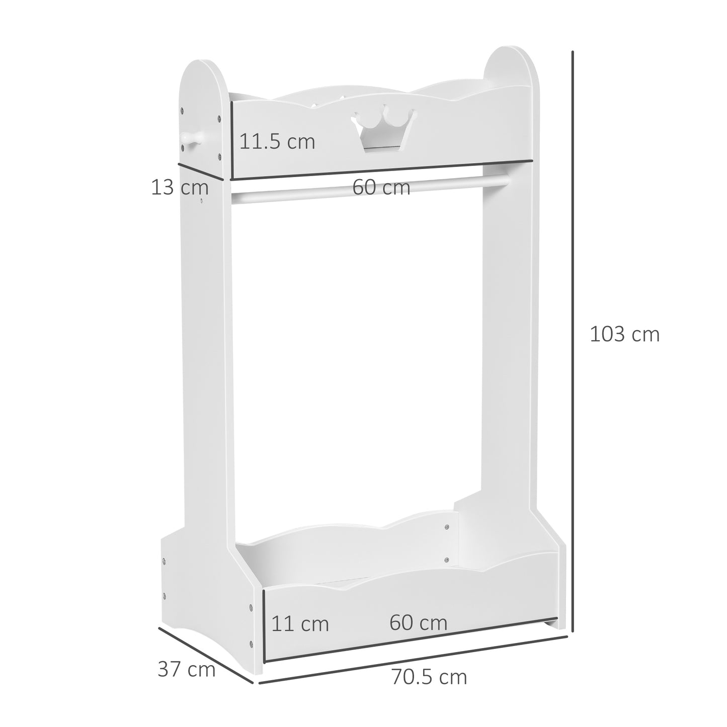Kids Clothes Rail Wooden Hanging Rack with Storage Shelves Children Garment Freestanding Wardrobe for 3-8 Years Toddler