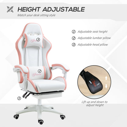 Gaming Chair, Computer Gamer Chair with Reclining High Back, Headrest, Lumbar Support, Footrest, Swivel Wheels, PU Leather