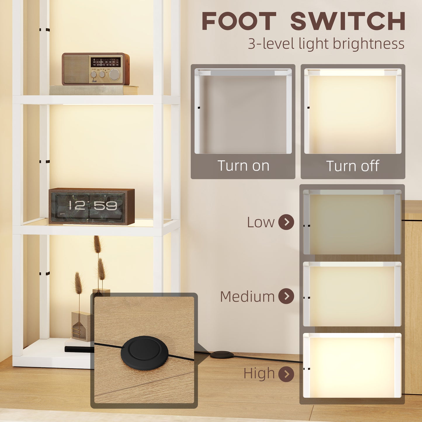 Four-Shelf Floor Lamp - White