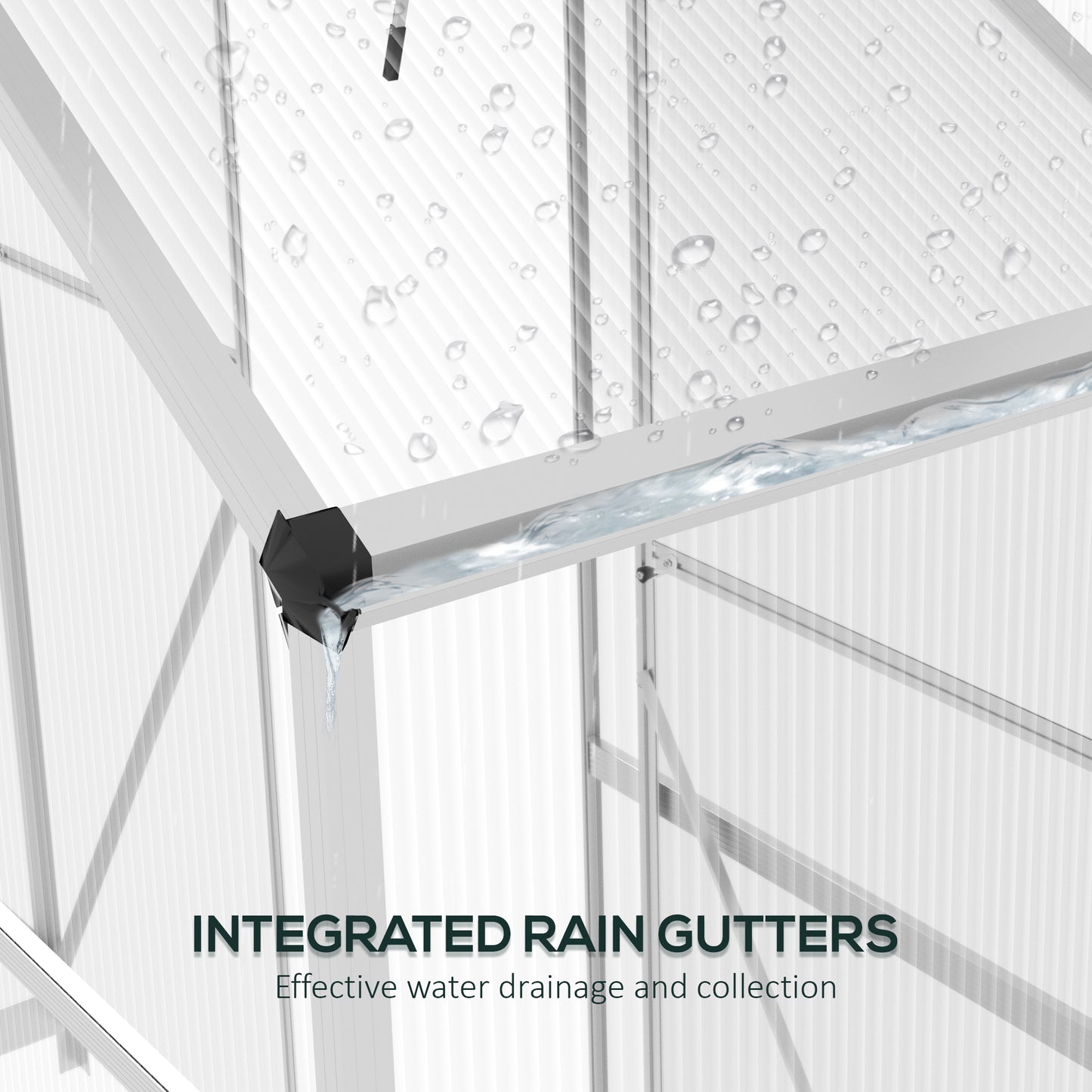 6 x 2.5ft Polycarbonate Greenhouse Walk-In Green House with Rain Gutter, Sliding Door, Window, Foundation, Silver