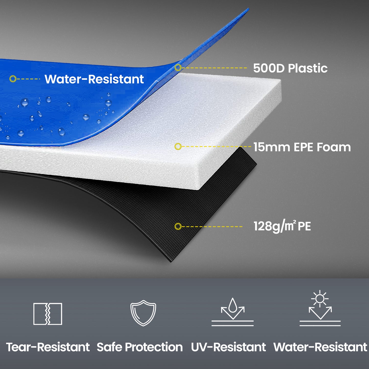 10FT Trampoline Spring Cover, Plastic Trampoline Pad Replacement with Elastic Cord, Waterproof