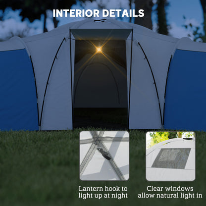 6-9 Man Tent with Bedrooms and Living Room, Accessories Included, Blue