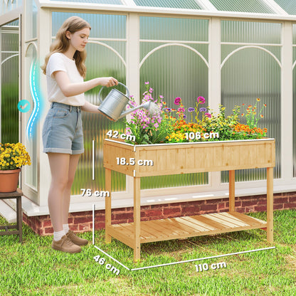 Garden Wooden Planters, Rectangular 8 Compartment Plant Stand, Oak Tone
