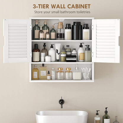 Bathroom Cabinet, Wall Mounted Storage Cabinet with Adjustable Shelves, 60 x 20 x 60 cm, White