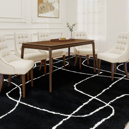 Modern Fluffy Area Rug, Geometric Pattern Washable Rug, Soft High Pile Floor Carpet for Living Room, Bedroom, Dining Room