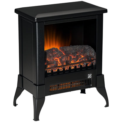 Electric Fireplace Stove, Free Standing Fireplace Heater with Realistic Flame Effect, Dual Power Settings (1800-2000W)