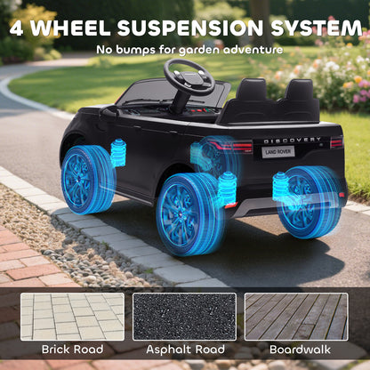 Land Rover Discovery Licensed 12V Kids Electric Car with Remote, 4 Wheel Suspension, Slow Start, Lights, Music, Black
