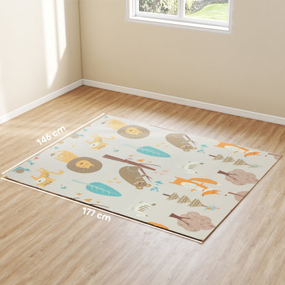 Animal-Themed Baby Plat Mat Double Sided, Foldable, Water-Resistant for Outdoor/Indoor, 177 x 146 x 1.5cm
