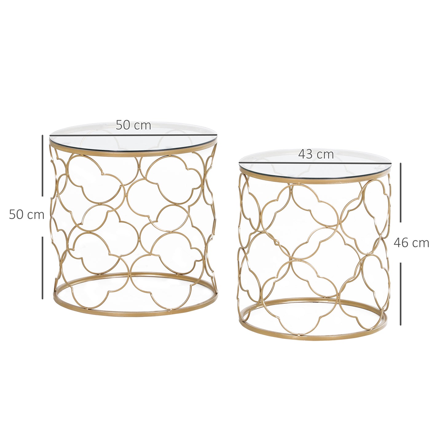 Nesting Tables Set of 2, Modern Stacking Side End Table with Tempered Glass Top, Metal Frame for Living Room Bedroom Office