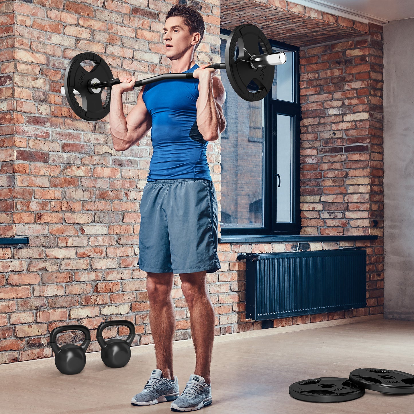 120cm EZ Barbell Bar for 5cm Weight Plates, with Spring Clips, 8kg