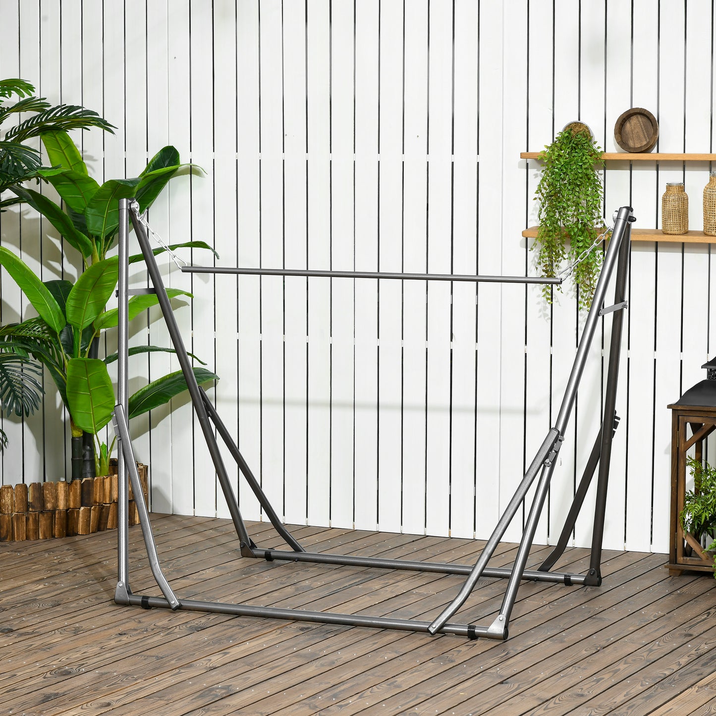 3 in 1 Foldable Hammock Stand, Portable Hanging Chair Stand with Metal Frame, Clothes Drying Rack, Load Capacity 120kg