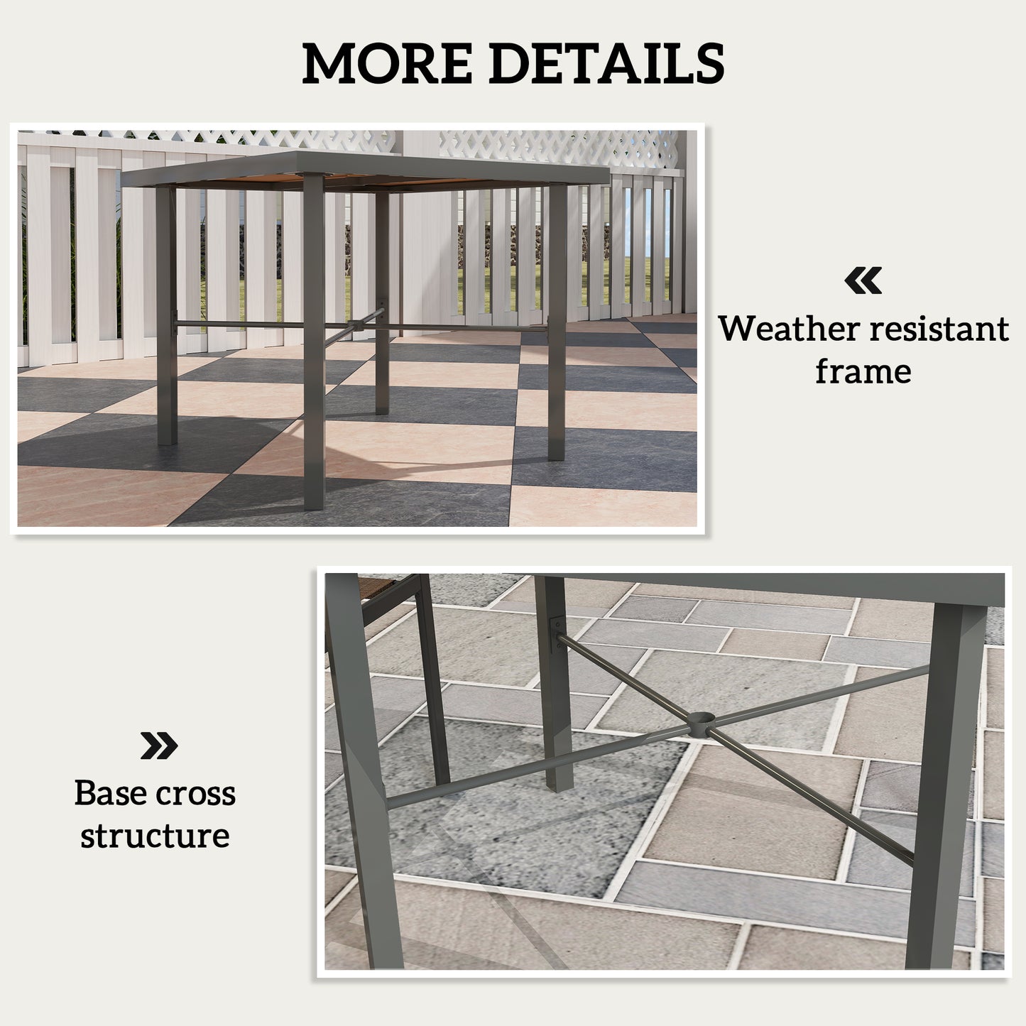 Garden Table for 4, 90 cm Rectangular Outdoor Dining Table with 4.2 cm Umbrella Hole, Wood Effect Top, Rust Resistant Frame