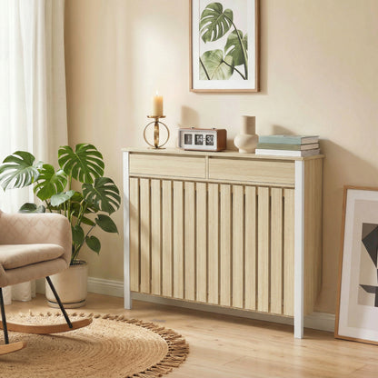 93 x 119cm Rustic-Look Radiator Cover - Oak