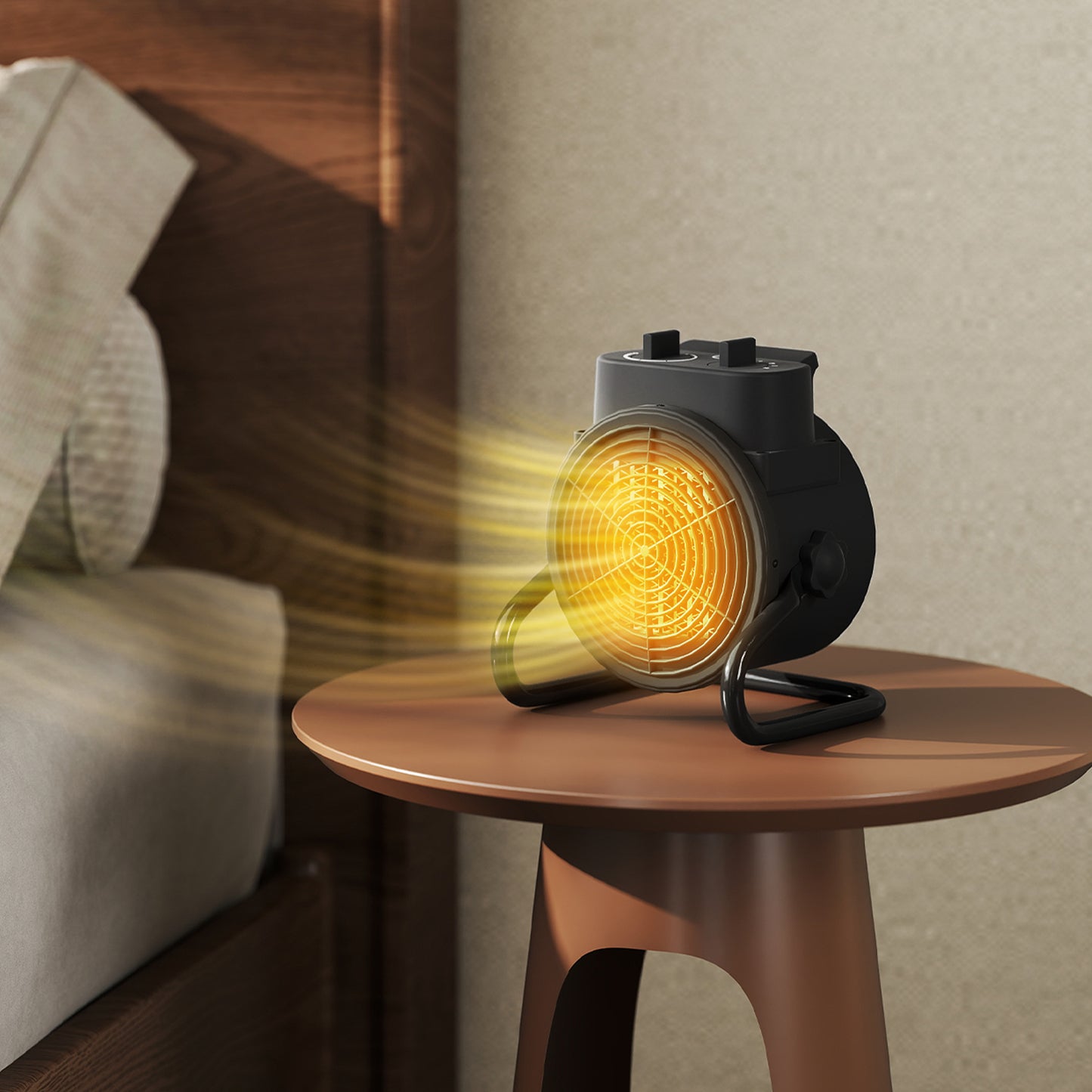 2000W Portable Ceramic Electric Heater with Fan - Black