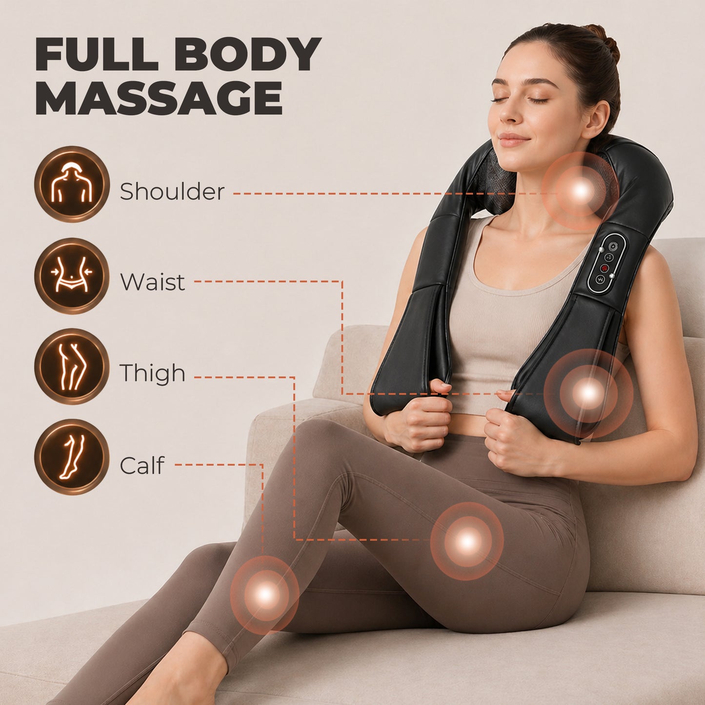 Neck and Shoulder Massager with Heat, Deep Tissue Shiatsu 3D Kneading Massager for Neck, Back, Waist, Foot and Leg