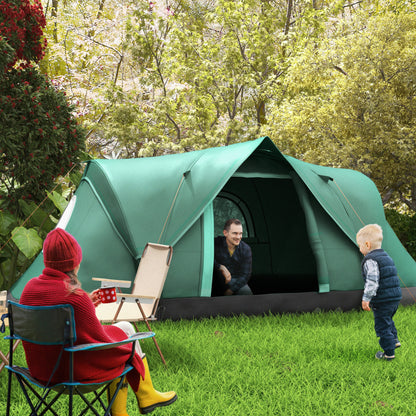 5 Man Camping Tent, Large Tunnel Tent, Water Resistant Hiking Shelter with Groundsheet and Carry Bag, Dark Green