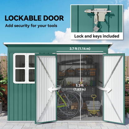 8.5 x 6ft Storage Shed Galvanised Steel Garden Shed, Metal Shed with Foundation Kit, Window
