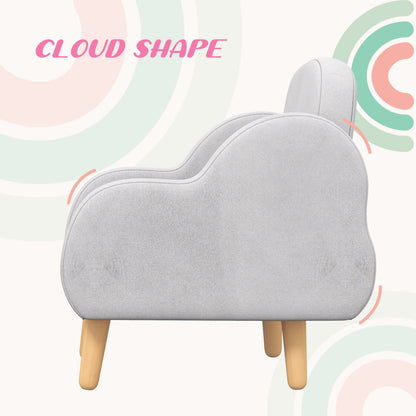 ZONEKIZ Kids Armchair Toddler Sofa Children Chair with Arm Rest, Wooden Frame, Velvet, PP Legs, Cloud Shape