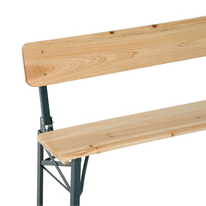 Portable Folding Camping Picnic Trestle Beer Table and 2 Bench Set Wooden Garden Furniture Patio Dining Party BBQ Chairs Stoo