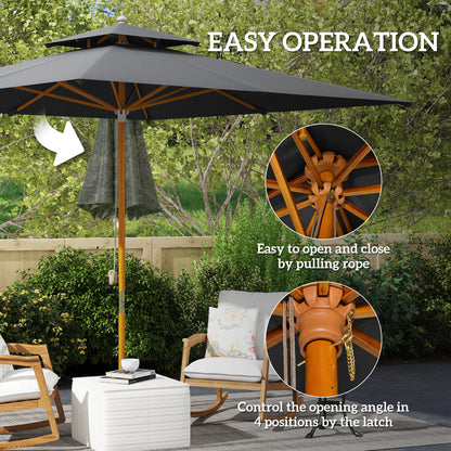 3 m Square Garden Parasol - Black