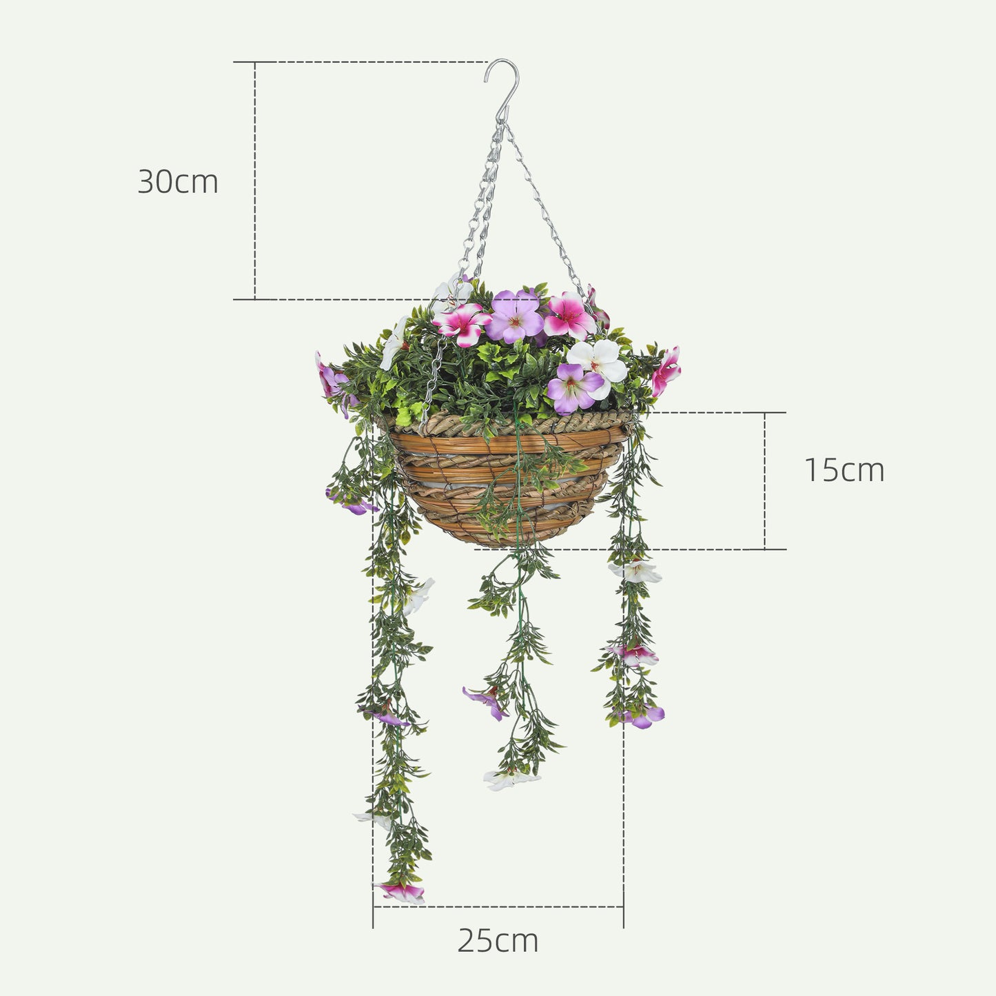 Set of 2 Artificial Silk Azalea Flowers, Hanging Planters with Basket, Faux Plants for Home Indoor Outdoor Decor