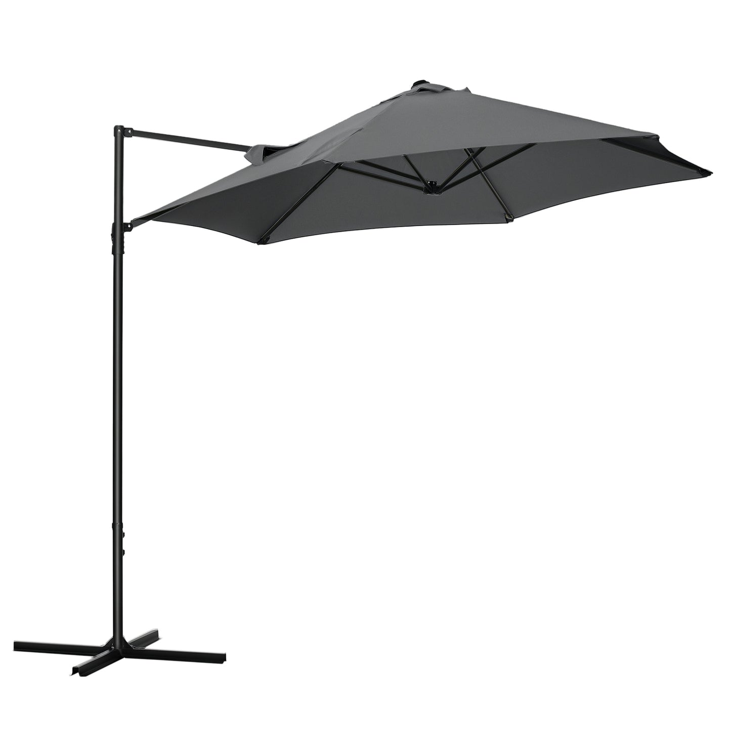 2.5M Garden Cantilever Parasol, Offset Roma Patio Umbrella Hanging Sun Shade Canopy Shelter