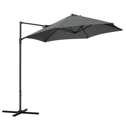 2.5M Garden Cantilever Parasol, Offset Roma Patio Umbrella Hanging Sun Shade Canopy Shelter