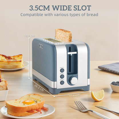Sleek Textured Kettle and Toaster Set - Blue