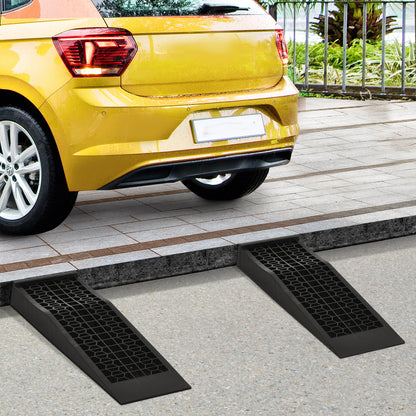 2PCS Car Ramps, 3 Ton Low Entrance Plastic Curb Ramps with Anti-Slip Surface