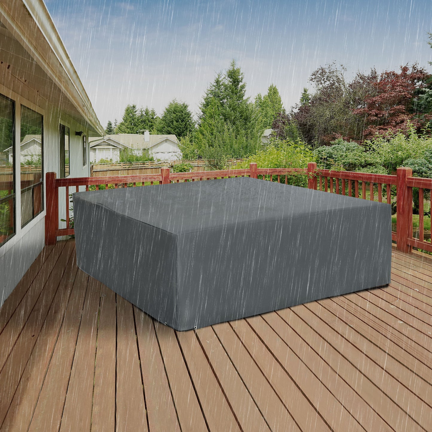 205x192cm Outdoor Garden Rattan Furniture Protective Cover Water UV Resistant Grey