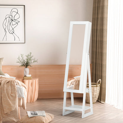 Jewellery Cabinet, Standing Mirror with LED Lights, Full-Length Mirror with Storage Drawers, Hooks and Shelves