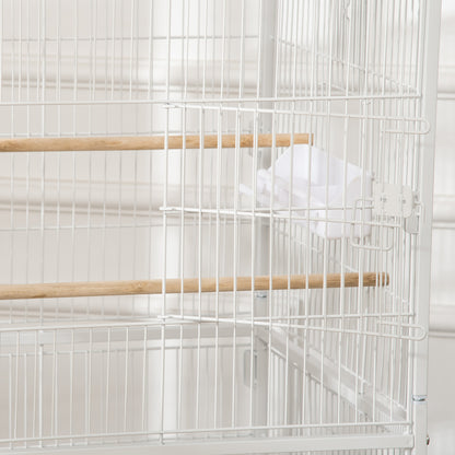Large Bird Cage Budgie Cage for Finch Canaries Parakeet with Rolling Stand, Slide-out Tray, Storage Shelf, Food Containers