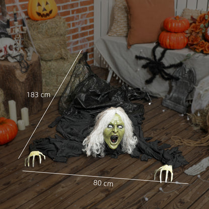 183 cm Life Size Halloween Animated Crawling Zombie with Glowing LED Eyes, Scary Halloween Decorations, Battery Operated