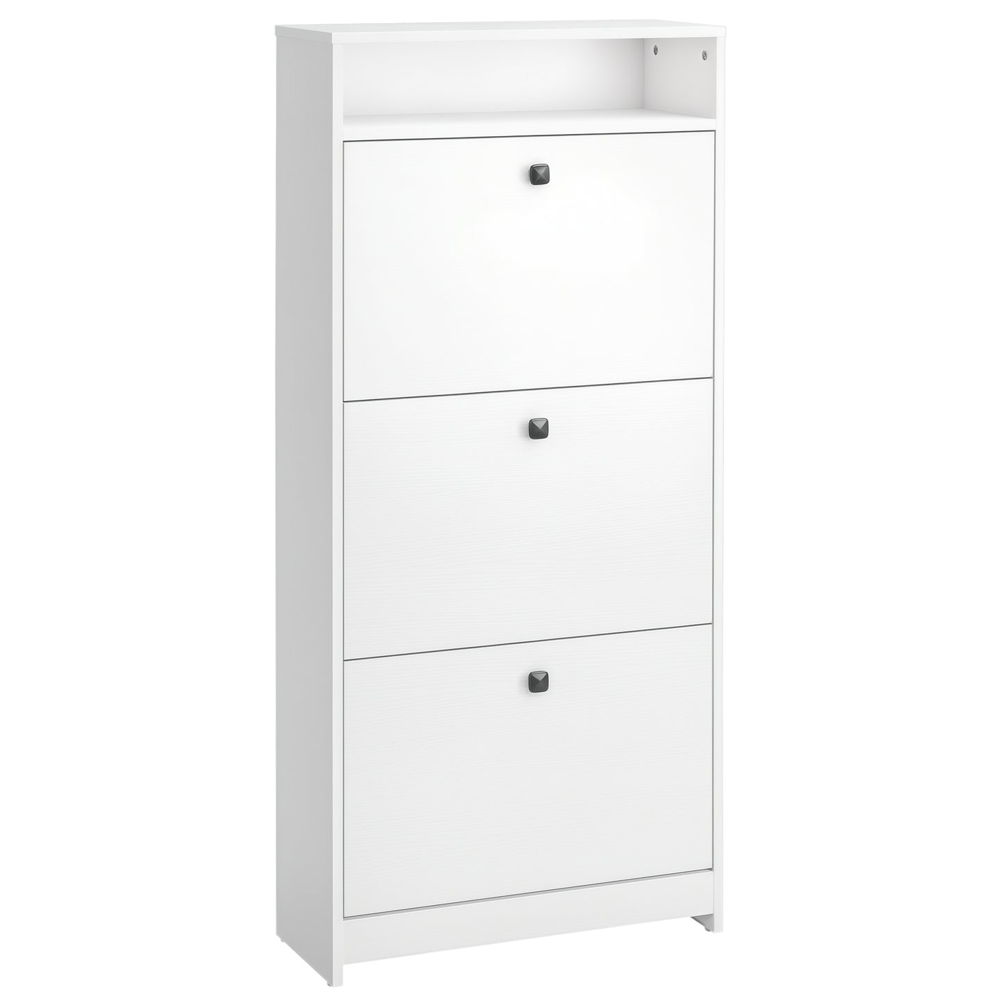 Narrow Shoe Cabinet with 3 Flip Doors, 14-18 Pairs Shoe Cupboard with Open Shelf for Slim Hallway and Entryway