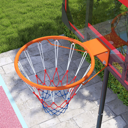 Basketball Hoop Outdoor Indoor, 210-260cm Height Adjustable Basketball Hoop with Wheels, Larger Base, for 6+ Years, Red
