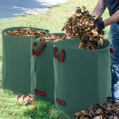 Garden Waste Bags, 300L x 3 Heavy Duty Garden Bags, Foldable and Reusable Waste Sacks with Handles for Loading Leaf, Trash