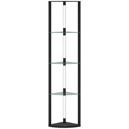 LED Floor Lamp with Shelves, Dimmable Standing Lamp with Foot Switch for Living Room, Bedroom, Black