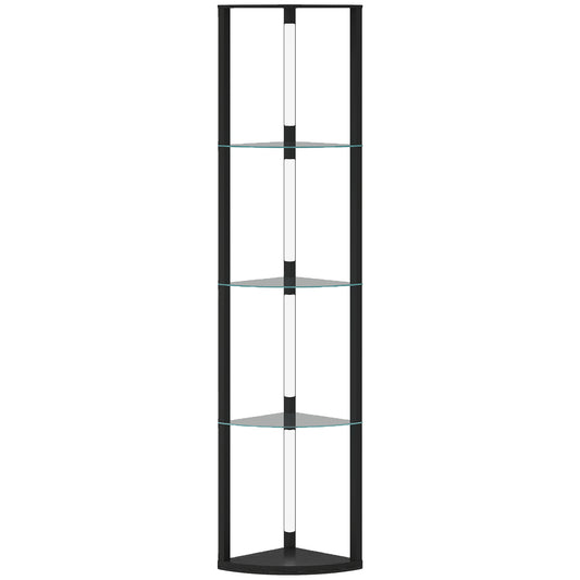 LED Floor Lamp with Shelves, Dimmable Standing Lamp with Foot Switch for Living Room, Bedroom, Black