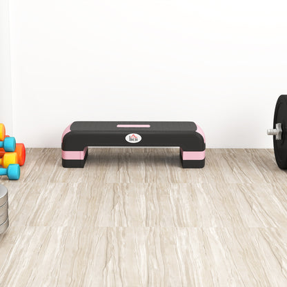 Aerobic Step with 3-Level Adjustable Heights for Home, Office Exercise, Black and Pink