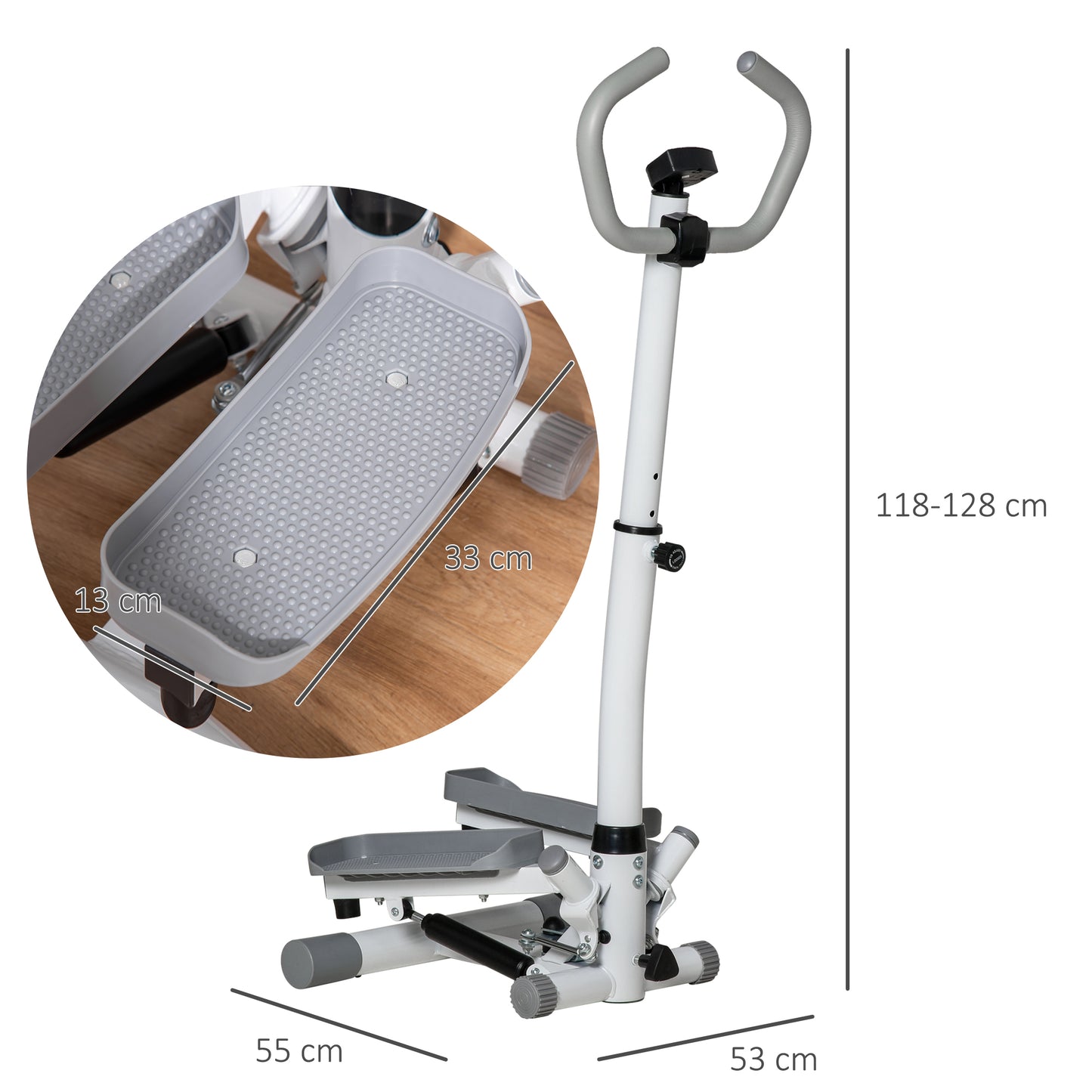 Adjustable Twist Stepper Aerobic Ab Exercise Fitness Workout Machine w/ LCD Screen, Height Adjust Handlebars for Home Gym